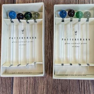 CLEARANCE! NEW Pottery Barn Glass Cocktail- 8 Cheese/ Appetizer Picks
